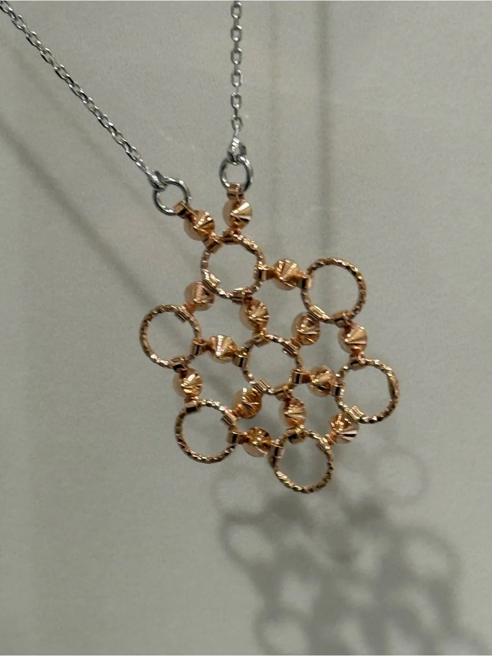925 Sterling Silver Rose Gold Cluster Necklace